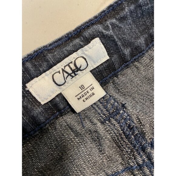 Cato Retro Long Woven Pockets Denim A Line Skirt Sz 10 - Picture 6 of 11